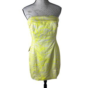 RUNAWAY THE LABEL Mini Dress Women Yellow Striped Strapless 6